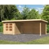 Abri De Jardin En Bois Massif 7,04m² Bastrup 4 Avec Appentis 400cm Et Paroi Arrière – Karibu -Jardin Abris Magasin abri de jardin en bois massif 704m bastrup 4 avec appentis 400cm et paroi arriere woodfeeling