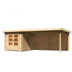 Abri De Jardin En Bois Massif 7,04m² Bastrup 4 Avec Appentis 400cm Et Paroi Arrière – Karibu -Jardin Abris Magasin abri de jardin en bois massif 704m bastrup 4 avec appentis 400cm et paroi arriere woodfeeling 2
