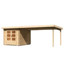 Abri De Jardin En Bois Massif 7,04m² Bastrup 4 Avec Appentis 400cm – Karibu -Jardin Abris Magasin abri de jardin en bois massif 704m bastrup 4 avec appentis 400cm woodfeeling 2