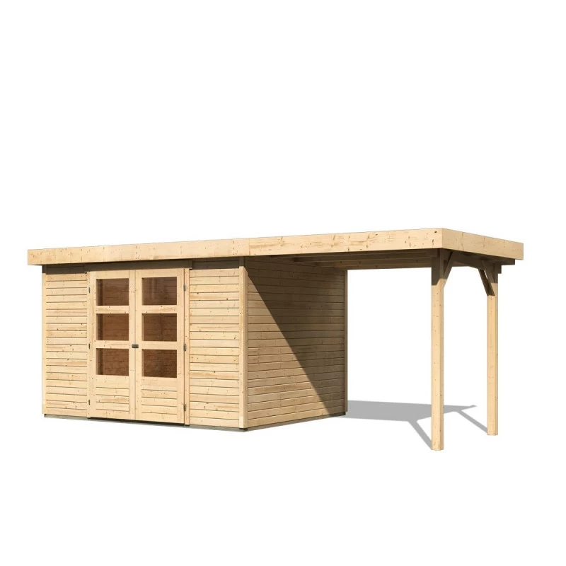 Abri De Jardin En Bois Massif 7,43m² Askola 5 Avec Appentis 240cm – Karibu 5 Abri De Jardin En Bois Massif 7,43m² Askola 5 Avec Appentis 240cm – Karibu – Image 3