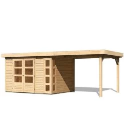 Abri De Jardin En Bois Massif 7,43m² Kerko 5 Avec Appentis 280cm – Karibu 10 Abri De Jardin En Bois Massif 7,43m² Kerko 5 Avec Appentis 280cm – Karibu -Jardin Abris Magasin abri de jardin en bois massif 743m kerko 5 avec appentis 280cm woodfeeling 2