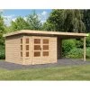 Abri De Jardin En Bois Massif 7,50m² Kastorf 6 Avec Appentis 320cm Et Paroi Arrière – Karibu -Jardin Abris Magasin abri de jardin en bois massif 750m kastorf 6 avec appentis 320cm et paroi arriere karibu