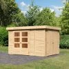 Abri De Jardin En Bois Massif 7,85m² Retola 4 Avec Armoire Intégrée – Karibu -Jardin Abris Magasin abri de jardin en bois massif 785m retola 4 avec armoire integree woodfeeling