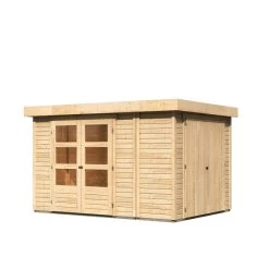 Abri De Jardin En Bois Massif 7,85m² Retola 4 Avec Armoire Intégrée – Karibu -Jardin Abris Magasin abri de jardin en bois massif 785m retola 4 avec armoire integree woodfeeling 2