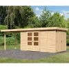 Abri De Jardin En Bois Massif 8,18m² Retola 5 Avec Armoire Intégrée Et Appentis 280cm – Karibu -Jardin Abris Magasin abri de jardin en bois massif 818m retola 5 avec armoire integree et appentis 280cm woodfeeling