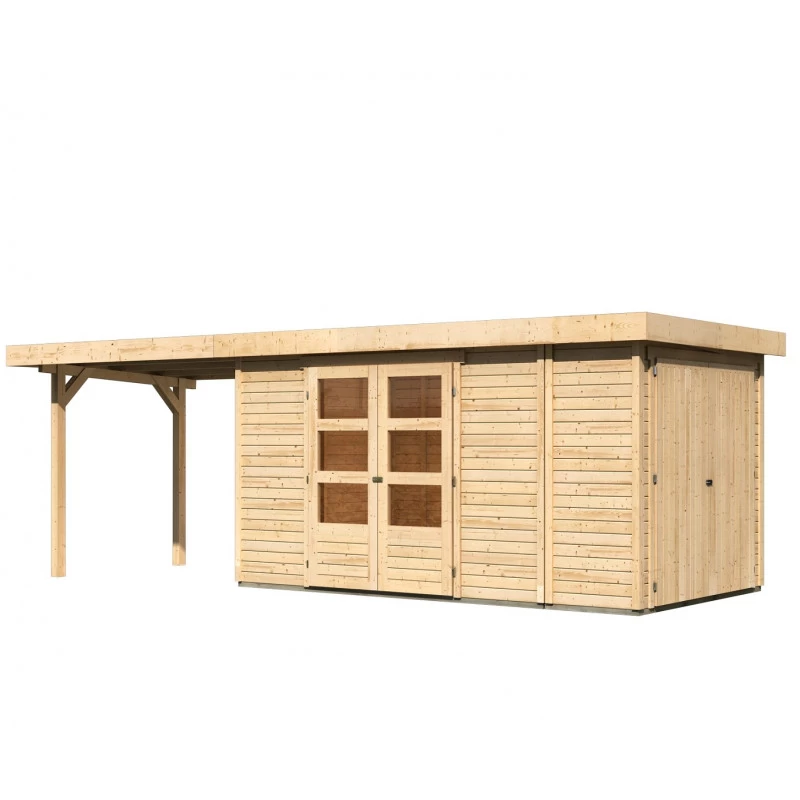 Abri De Jardin En Bois Massif 8,18m² Retola 5 Avec Armoire Intégrée Et Appentis 280cm – Karibu 5 Abri De Jardin En Bois Massif 8,18m² Retola 5 Avec Armoire Intégrée Et Appentis 280cm – Karibu – Image 3