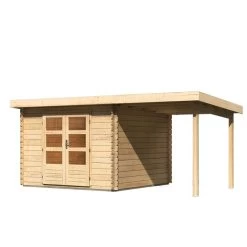 Abri De Jardin En Bois Massif 8,82m² Bastrup 5 Avec Appentis 200cm – Karibu -Jardin Abris Magasin abri de jardin en bois massif 882m bastrup 5 avec appentis 200cm woodfeeling 2