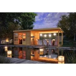 Abri De Jardin En Bois Massif 8,82m² Bastrup 5 Avec Appentis 400cm – Karibu -Jardin Abris Magasin abri de jardin en bois massif 882m bastrup 5 avec appentis 400cm woodfeeling 2