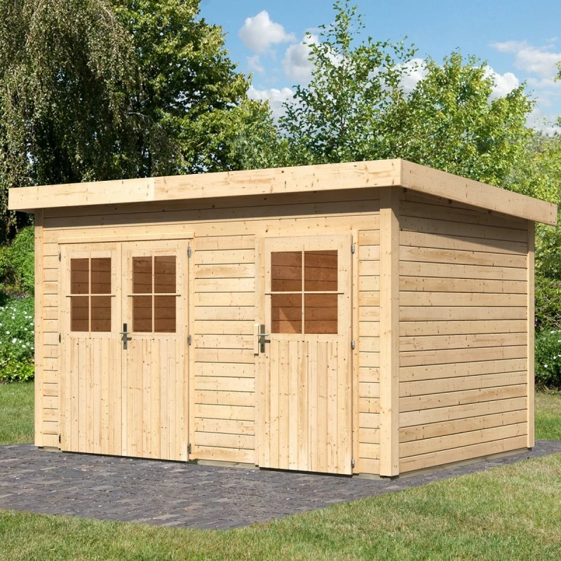 Abri De Jardin En Bois Massif 8,88m² Avec Cloison Intérieure Tintrup – Karibu 4 Abri De Jardin En Bois Massif 8,88m² Avec Cloison Intérieure Tintrup – Karibu – Image 2