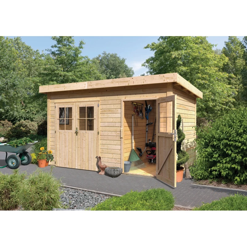 Abri De Jardin En Bois Massif 8,88m² Avec Cloison Intérieure Tintrup – Karibu 3 Abri De Jardin En Bois Massif 8,88m² Avec Cloison Intérieure Tintrup – Karibu