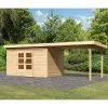 Abri De Jardin En Bois Massif 8,88m² Kandern 7 Avec Appentis 320cm – Karibu -Jardin Abris Magasin abri de jardin en bois massif 888m kandern 7 avec appentis 320cm woodfeeling