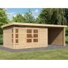 Abri De Jardin En Bois Massif 8,88m² Kastorf 7 Avec Appentis 260cm Et Paroi Arrière Et Latérale – Karibu -Jardin Abris Magasin abri de jardin en bois massif 888m kastorf 7 avec appentis 260cm et paroi arriere et laterale karibu