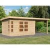 Abri De Jardin En Bois Massif 8,88m² Kastorf 7 Avec Appentis 260cm – Karibu -Jardin Abris Magasin abri de jardin en bois massif 888m kastorf 7 avec appentis 260cm karibu