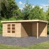 Abri De Jardin En Bois Massif 9,24m² Askola 6 Avec Appentis 240cm Et Paroi Arrière – Karibu -Jardin Abris Magasin abri de jardin en bois massif 924m askola 6 avec appentis 240cm et paroi arriere woodfeeling