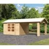 Abri De Jardin En Bois Massif 9,24m² Theres 7 Avec Un Auvent – Karibu -Jardin Abris Magasin abri de jardin en bois massif 924m theres 7 avec un auvent karibu