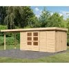 Abri De Jardin En Bois Massif 9,27m² Retola 6 Avec Armoire Intégrée Et Appentis 280cm – Karibu -Jardin Abris Magasin abri de jardin en bois massif 927m retola 6 avec armoire integree et appentis 280cm woodfeeling