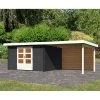 Abri De Jardin En Bois Massif Anthracite 10,60m² Bastrup 7 Avec Appentis 300cm Et Paroi Arrière – Karibu -Jardin Abris Magasin abri de jardin en bois massif anthracite 1060m bastrup 7 avec appentis 300cm et paroi arriere woodfeeling