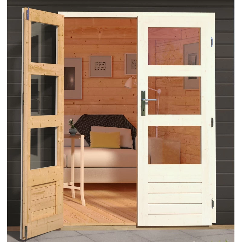 Abri De Jardin En Bois Massif Anthracite 5,62m² Bastrup 2 Avec Appentis 300cm Et Paroi Arrière – Karibu 7 Abri De Jardin En Bois Massif Anthracite 5,62m² Bastrup 2 Avec Appentis 300cm Et Paroi Arrière – Karibu – Image 5