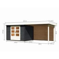 Abri De Jardin En Bois Massif Anthracite 7,04m² Bastrup 3 Avec Appentis 300cm Et Paroi Arrière – Karibu -Jardin Abris Magasin abri de jardin en bois massif anthracite 704m bastrup 3 avec appentis 300cm et paroi arriere woodfeeling 2