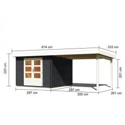 Abri De Jardin En Bois Massif Anthracite 8,82m² Bastrup 5 Avec Appentis 300cm – Karibu -Jardin Abris Magasin abri de jardin en bois massif anthracite 882m bastrup 5 avec appentis 300cm woodfeeling 2