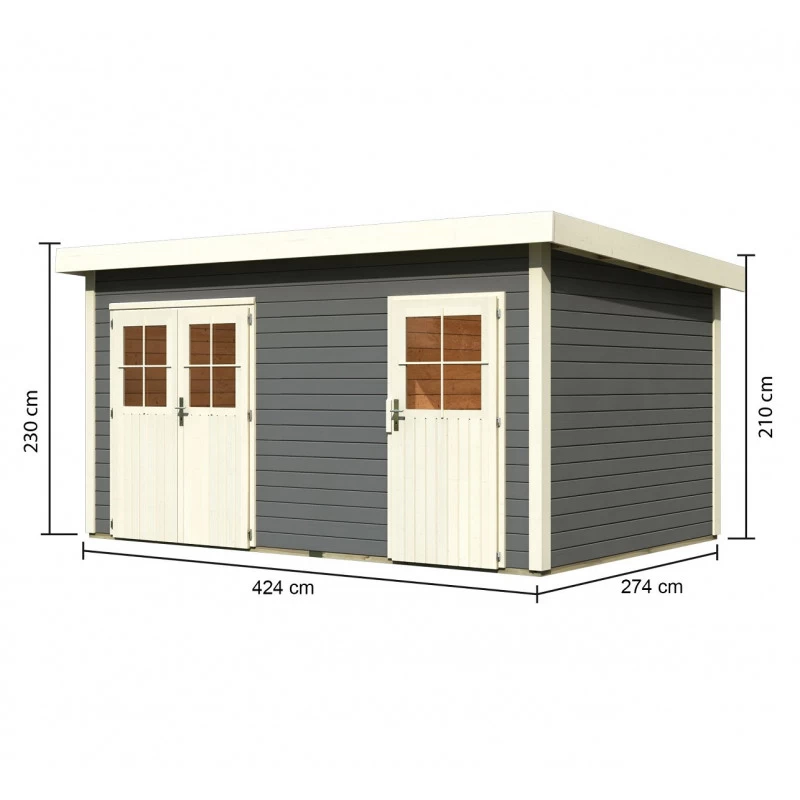 Abri De Jardin En Bois Massif Gris Terre 11,62m² Avec Cloison Intérieure Mattrup – Karibu 4 Abri De Jardin En Bois Massif Gris Terre 11,62m² Avec Cloison Intérieure Mattrup – Karibu – Image 2