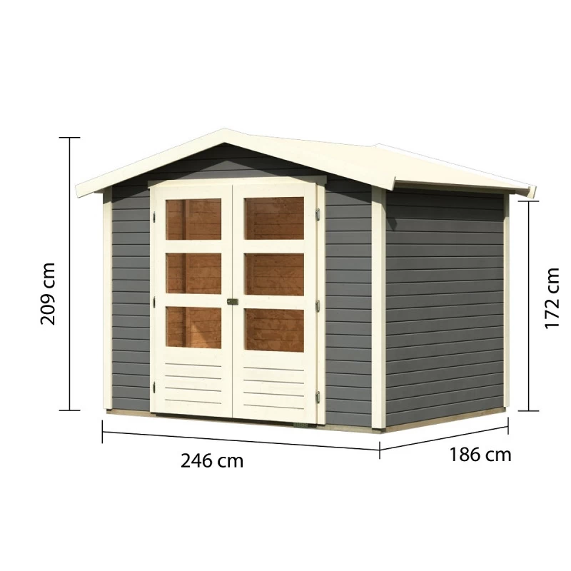 Abri De Jardin En Bois Massif Gris Terre 4,57m² Amberg 3 – Karibu 4 Abri De Jardin En Bois Massif Gris Terre 4,57m² Amberg 3 – Karibu – Image 2