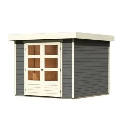 Abri De Jardin En Bois Massif Gris Terre 5,95m² Askola 3,5 - Karibu -Jardin Abris Magasin abri de jardin en bois massif gris terre 595m askola 35 woodfeeling 2
