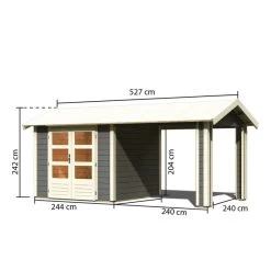 Abri De Jardin En Bois Massif Gris Terre 5,95m² Theres 3 Avec Un Auvent – Karibu -Jardin Abris Magasin abri de jardin en bois massif gris terre 595m theres 3 avec un auvent karibu 1