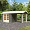 Abri De Jardin En Bois Massif Gris Terre 5,95m² Theres 3 Avec Un Auvent – Karibu 2 Abri De Jardin En Bois Massif Gris Terre 5,95m² Theres 3 Avec Un Auvent – Karibu -Jardin Abris Magasin abri de jardin en bois massif gris terre 595m theres 3 avec un auvent karibu