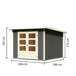 Abri De Jardin En Bois Massif Gris Terre 6,05m² Stockach 4 – Karibu -Jardin Abris Magasin abri de jardin en bois massif gris terre 605m stockach 4 woodfeeling 2