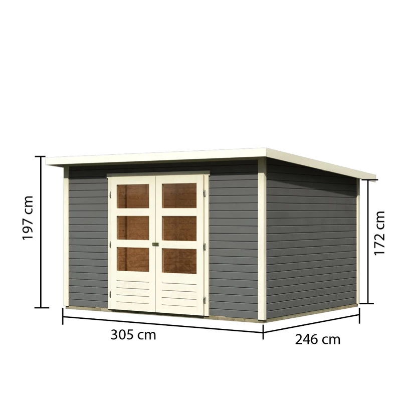 Abri De Jardin En Bois Massif Gris Terre 7,50m² Stockach 5 – Karibu 4 Abri De Jardin En Bois Massif Gris Terre 7,50m² Stockach 5 – Karibu – Image 2