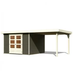 Abri De Jardin En Bois Massif Gris Terre 9,24m² Askola 6 Avec Appentis 280cm – Karibu -Jardin Abris Magasin abri de jardin en bois massif gris terre 924m askola 6 avec appentis 280cm woodfeeling 2