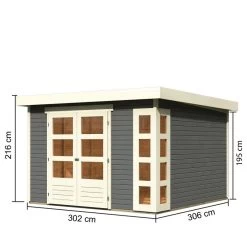 Abri De Jardin En Bois Massif Gris Terre 9,24m² Kerko 6 – Karibu -Jardin Abris Magasin abri de jardin en bois massif gris terre 924m kerko 6 woodfeeling 2