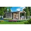 Abri De Jardin En Bois Massif Gris Terre 9,24m² Theres 7 Avec Deux Auvents – Karibu -Jardin Abris Magasin abri de jardin en bois massif gris terre 924m theres 7 avec deux auvents karibu