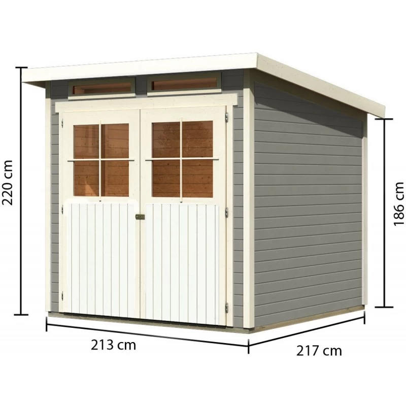 Abri De Jardin En Bois Vitrifié Gris 19mm 4.62m² Glücksburg 3 - Karibu 4 Abri De Jardin En Bois Vitrifié Gris 19mm 4.62m² Glücksburg 3 - Karibu – Image 2