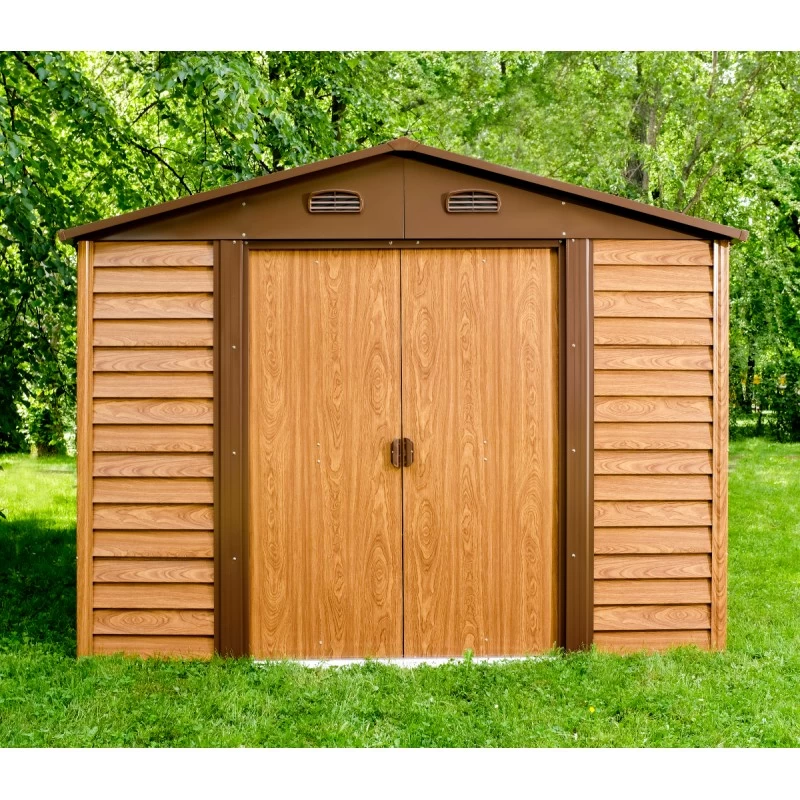 Abri De Jardin En Métal Aspect Bois 4,6m² + Kit D'ancrage - X-METAL 4 Abri De Jardin En Métal Aspect Bois 4,6m² + Kit D'ancrage - X-METAL – Image 2