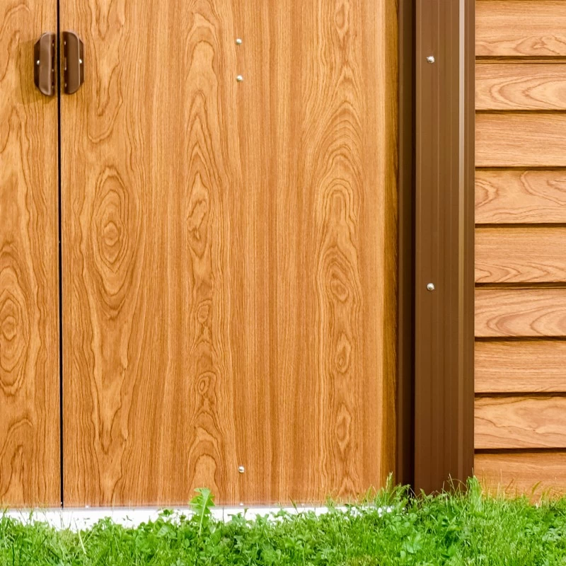 Abri De Jardin En Métal Aspect Bois 4,6m² + Kit D'ancrage - X-METAL 7 Abri De Jardin En Métal Aspect Bois 4,6m² + Kit D'ancrage - X-METAL – Image 5