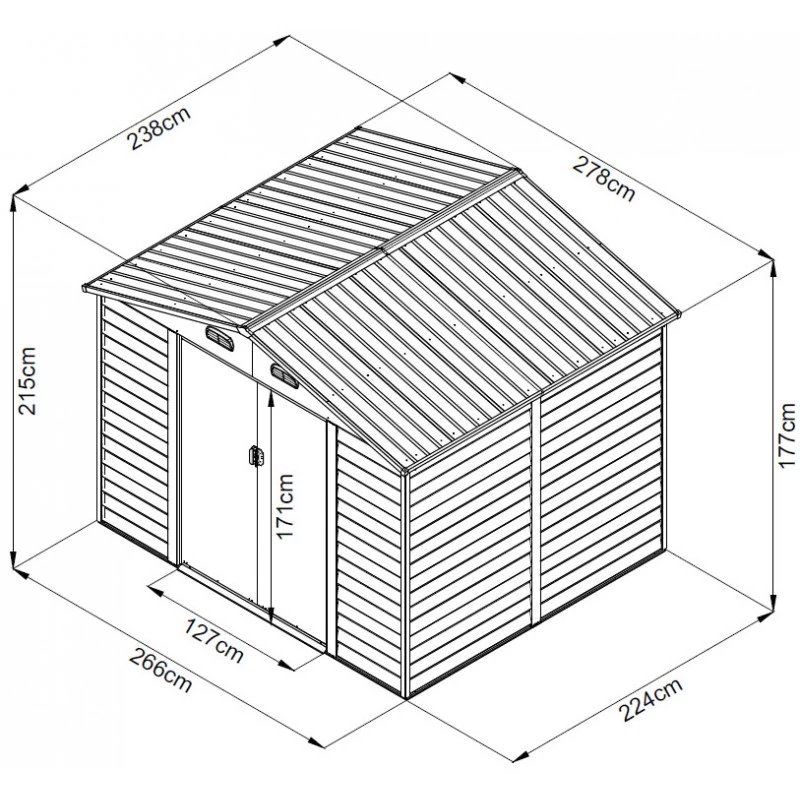 Abri De Jardin En Métal Aspect Bois 6,62m² + Kit D'ancrage - X-METAL 6 Abri De Jardin En Métal Aspect Bois 6,62m² + Kit D'ancrage - X-METAL – Image 4