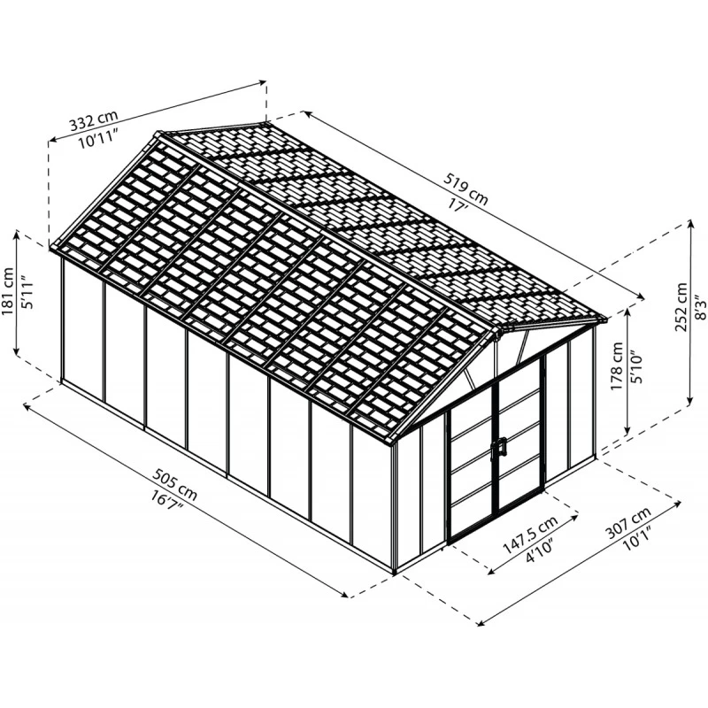 Abri De Jardin En Polycarbonate 17,2m² Sans Plancher YUKON - Palram - Canopia 5 Abri De Jardin En Polycarbonate 17,2m² Sans Plancher YUKON - Palram - Canopia – Image 3