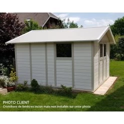 Abri De Jardin En PVC 11,2m² DECO Blanc Et Gris Vert Grosfillex + Kit Ancrage Offert -Jardin Abris Magasin abri de jardin en pvc 112m deco blanc et gris vert grosfillex 2