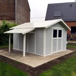 Abri De Jardin En PVC 11,2m² DECO Gris Clair Et Blanc Grosfillex + Kit Ancrage Offert -Jardin Abris Magasin abri de jardin en pvc 112m deco gris clair et blanc grosfillex 2