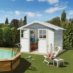 Abri De Jardin En PVC 4,9m² DECO Blanc Et Gris Vert Grosfillex + Kit Ancrage Offert 10 Abri De Jardin En PVC 4,9m² DECO Blanc Et Gris Vert Grosfillex + Kit Ancrage Offert -Jardin Abris Magasin abri de jardin en pvc 49m deco blanc et gris vert grosfillex 2