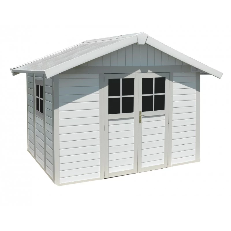 Abri De Jardin En PVC 7,5m² DECO Blanc Et Gris Vert Grosfillex + Kit Ancrage Offert 4 Abri De Jardin En PVC 7,5m² DECO Blanc Et Gris Vert Grosfillex + Kit Ancrage Offert – Image 2