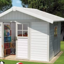 Abri De Jardin En PVC 7,5m² DECO Blanc Et Gris Vert Grosfillex + Kit Ancrage Offert 10 Abri De Jardin En PVC 7,5m² DECO Blanc Et Gris Vert Grosfillex + Kit Ancrage Offert -Jardin Abris Magasin abri de jardin en pvc 75m deco blanc et gris vert grosfillex 2