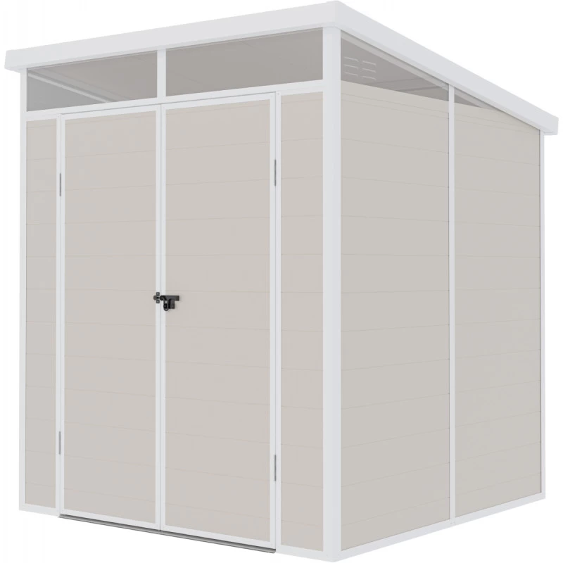 Abri De Jardin En Résine 3,24m² Beige Toit Monopente Skylight + Plancher - Jobu 8 Abri De Jardin En Résine 3,24m² Beige Toit Monopente Skylight + Plancher - Jobu – Image 6