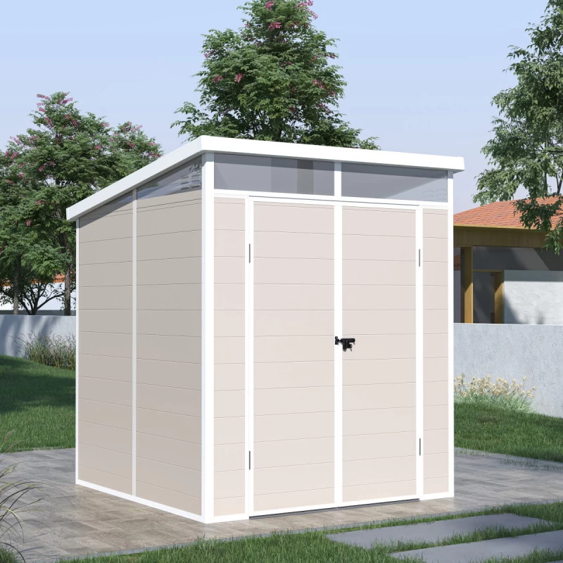 Abri De Jardin En Résine 3,24m² Beige Toit Monopente Skylight + Plancher - Jobu 3 Abri De Jardin En Résine 3,24m² Beige Toit Monopente Skylight + Plancher - Jobu