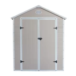 Abri De Jardin En Résine Beige 6,99m² + Kit De Fondation - JOBU -Jardin Abris Magasin abri de jardin en resine beige 699m kit de fondation jobu 3