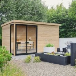 Abri De Jardin Faro 12,25m² En Bois Massif 28mm Avec Double Porte Vitrée - SOLID