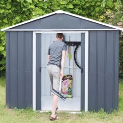 Abri De Jardin Métal Anthracite 4,38m² + Kit D'ancrage Inclus - YARDMASTER -Jardin Abris Magasin abri de jardin metal anthracite 438m kit d ancrage inclus yardmaster 2