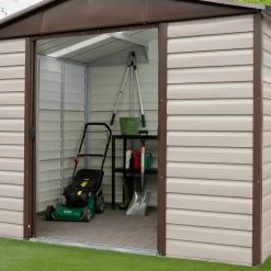 Abri De Jardin Métal Beige Et Marron 11,39m² + Kit D'ancrage Inclus - YARDMASTER -Jardin Abris Magasin abri de jardin metal beige et marron 1139m kit d ancrage inclus yardmaster 3